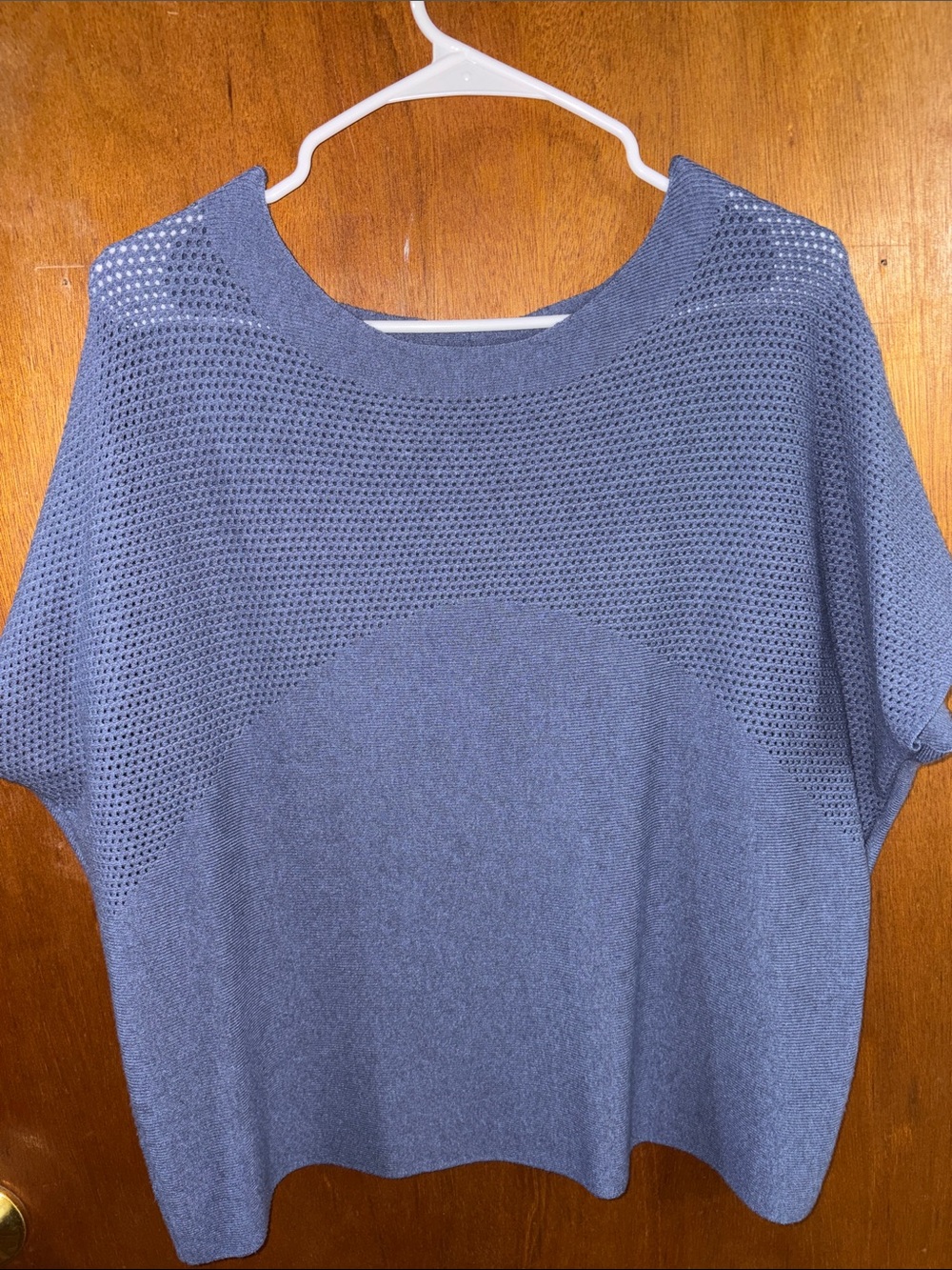 Periwinkle Open-Knit Scoop Neck Sweater